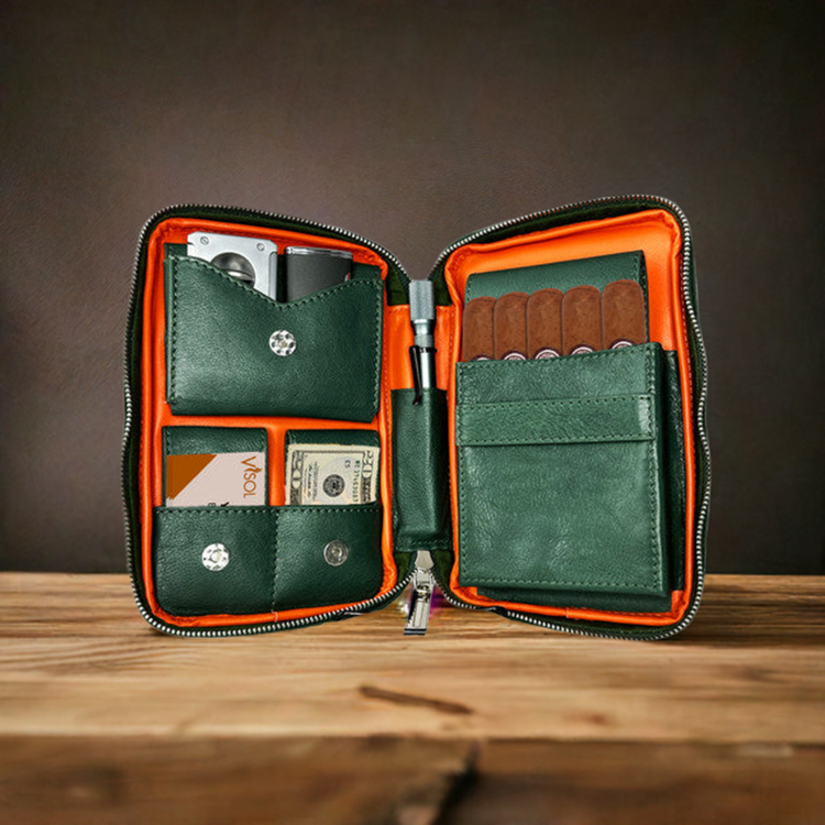 Peter James Travel Leather Case - Green