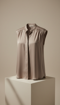 Stone Taupe Silk Blouse